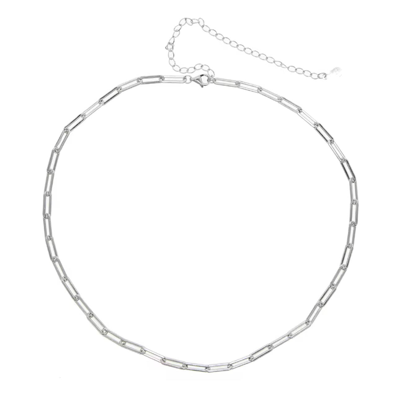 Paper Clip Chain Choker Necklace 925 Sterling Silver