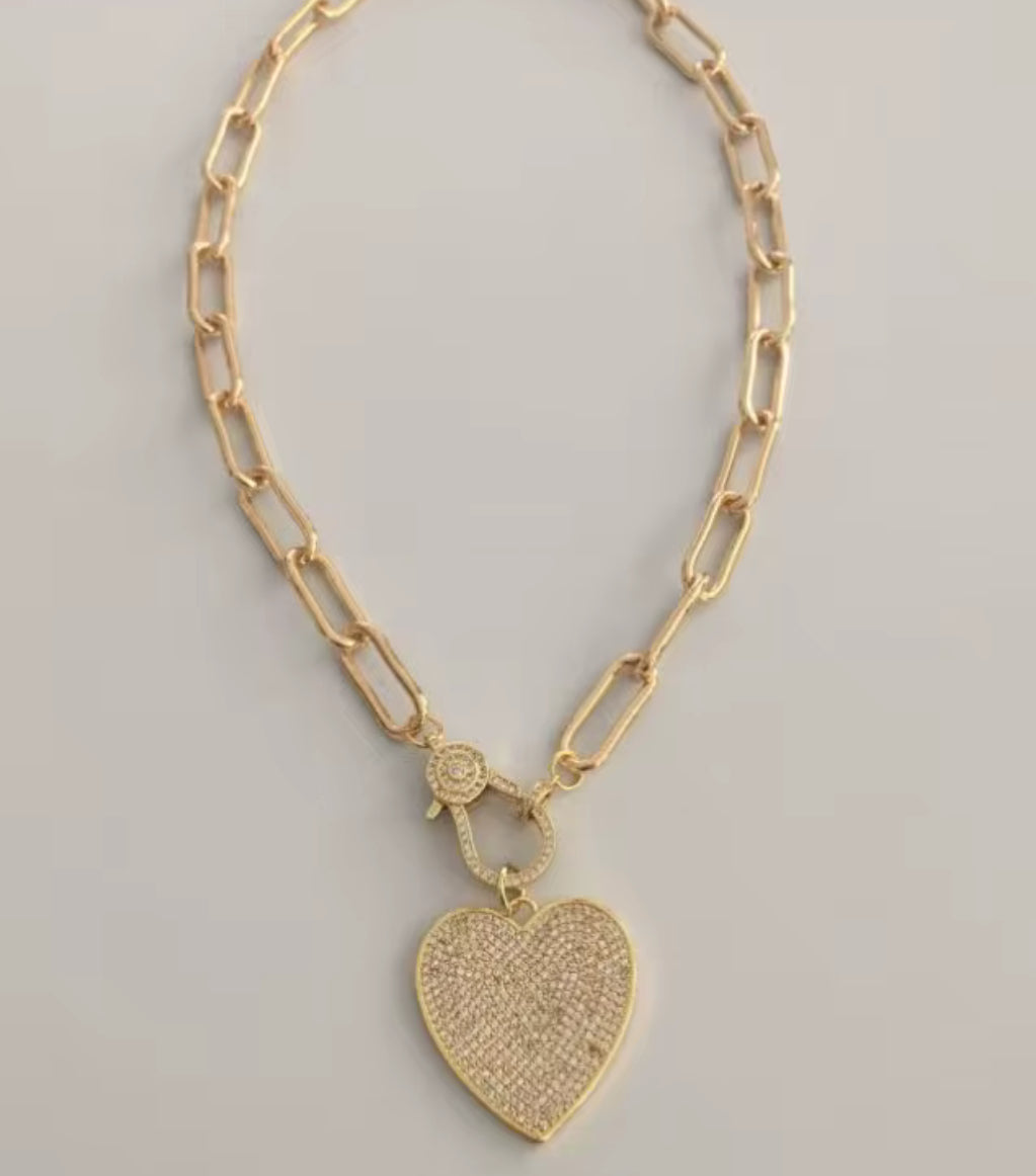 Jewelry Lobster Clasp Chain Heart Shape Choker Necklace