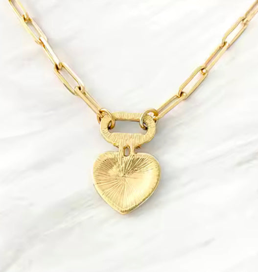Enamel heart gold plated pendant necklace