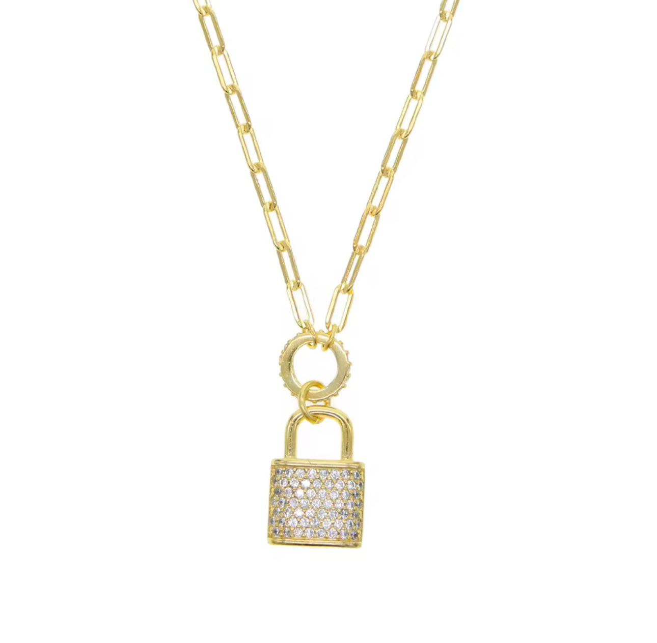 square open link chain box chain lock pendant necklace 925 sterling silver
