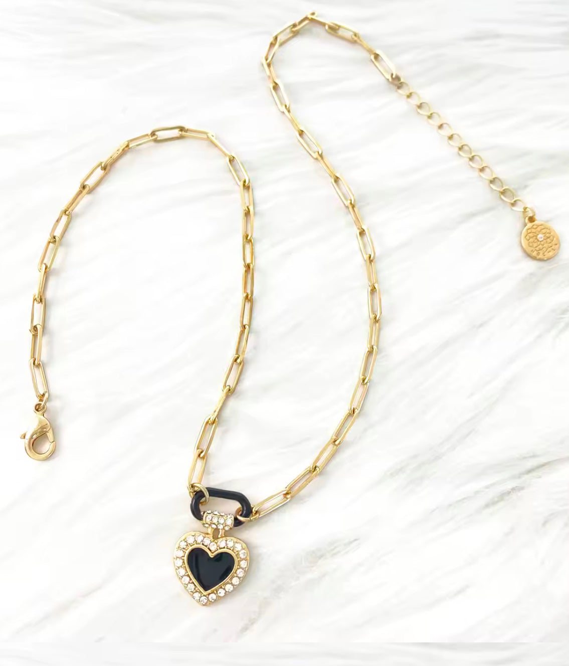 Enamel heart gold plated pendant necklace