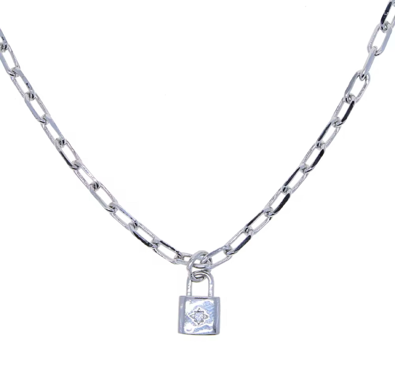 Lock Pendant Link Chain Necklace
