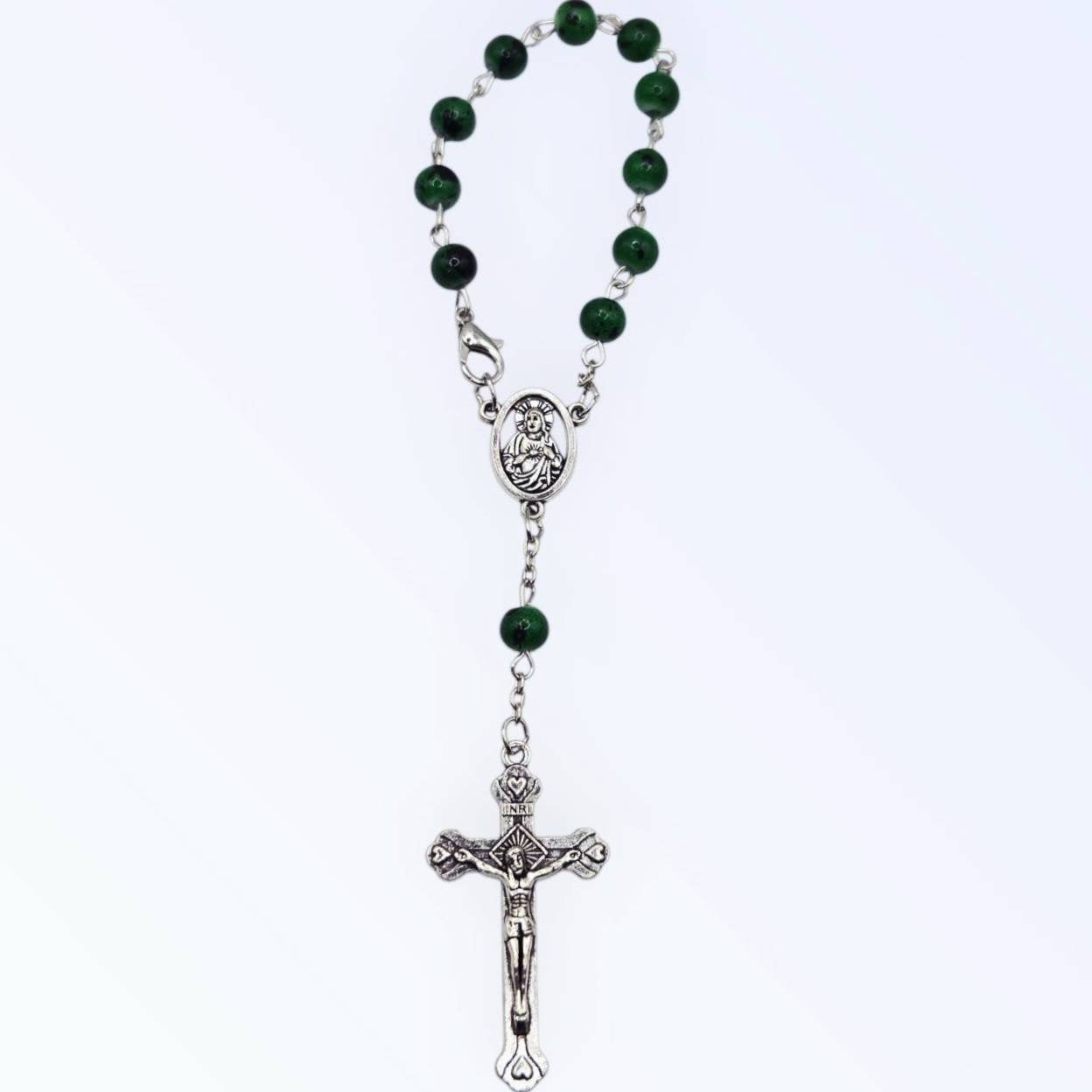 Emerald Grace Glass Mini Rosary Beads
