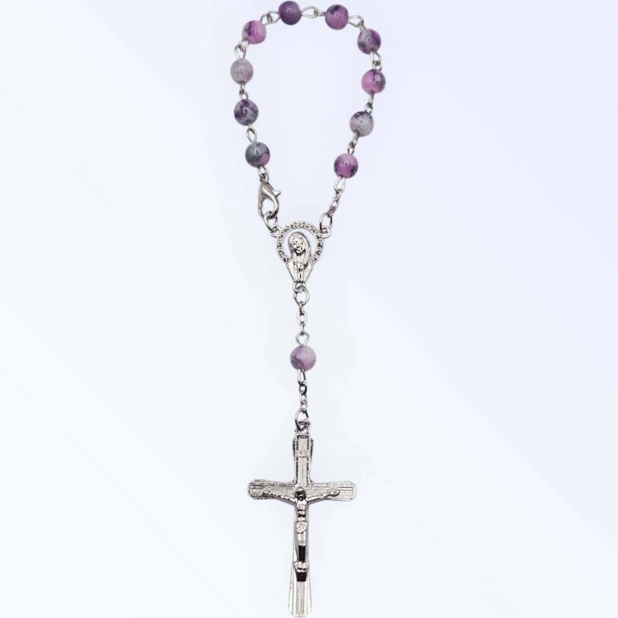 Heavenly Lilac Glass Mini Rosary Beads