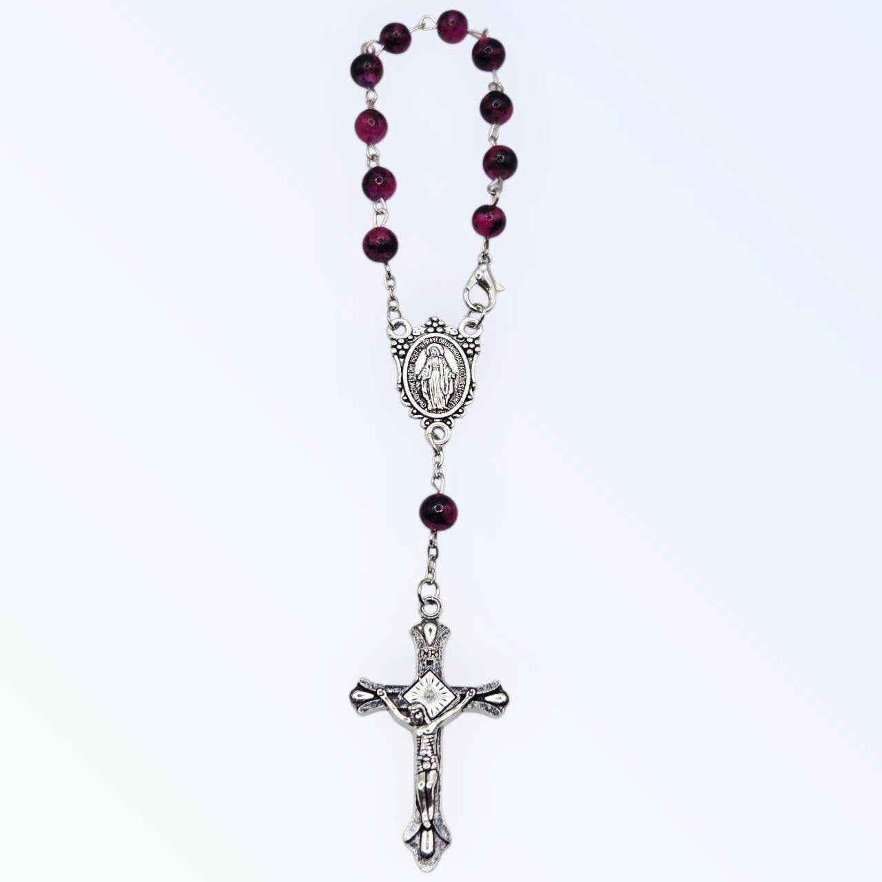 Graceful Garnet Glass Mini Rosary Beads