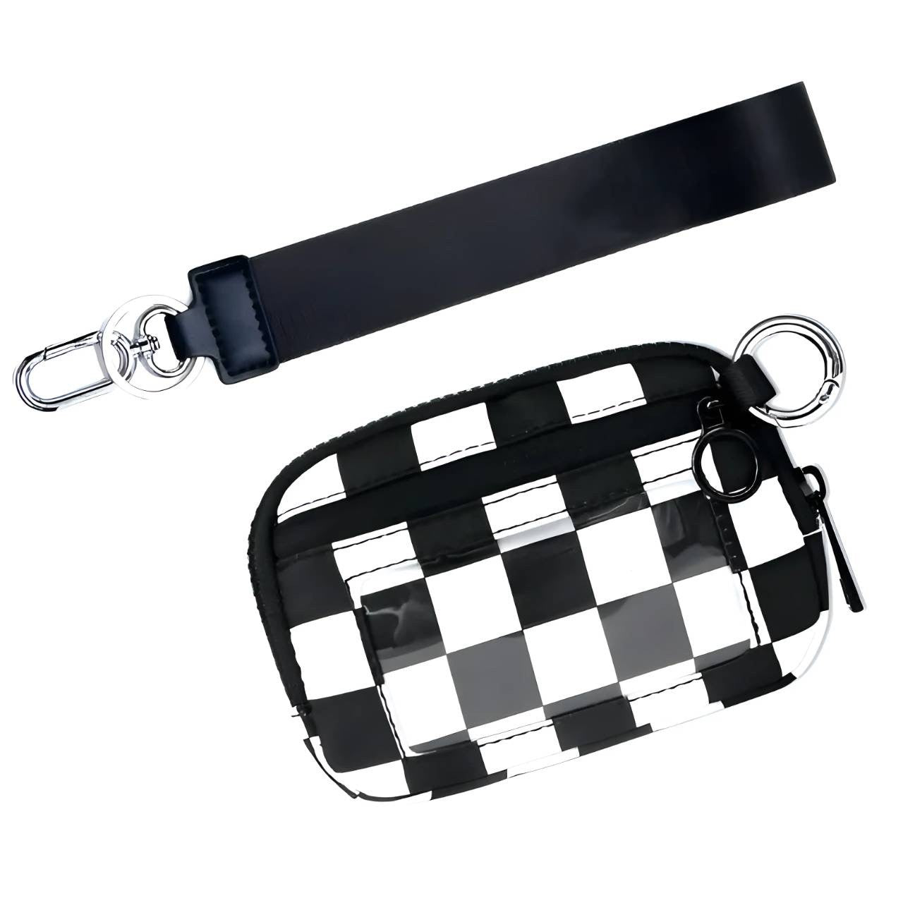 Black Checkered Wristlet Wallet
