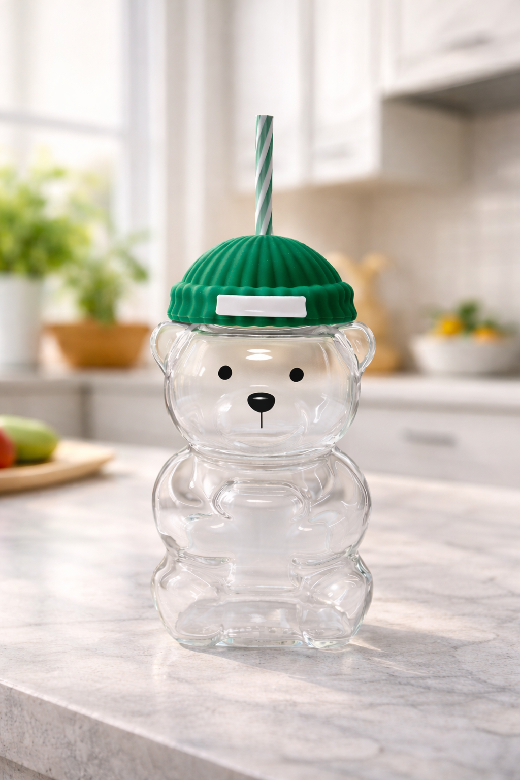 Cute Bear Shaped Cup with Straw