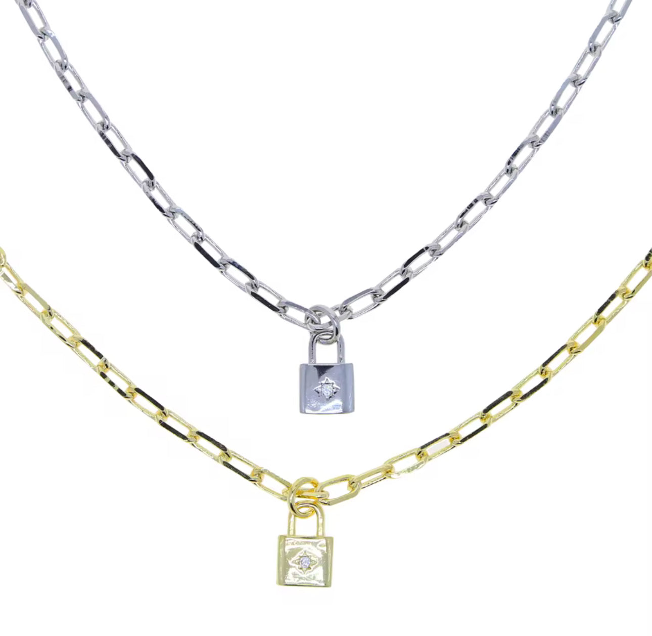 Lock Pendant Link Chain Necklace