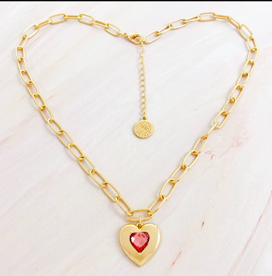 Heart crystal pendant necklace