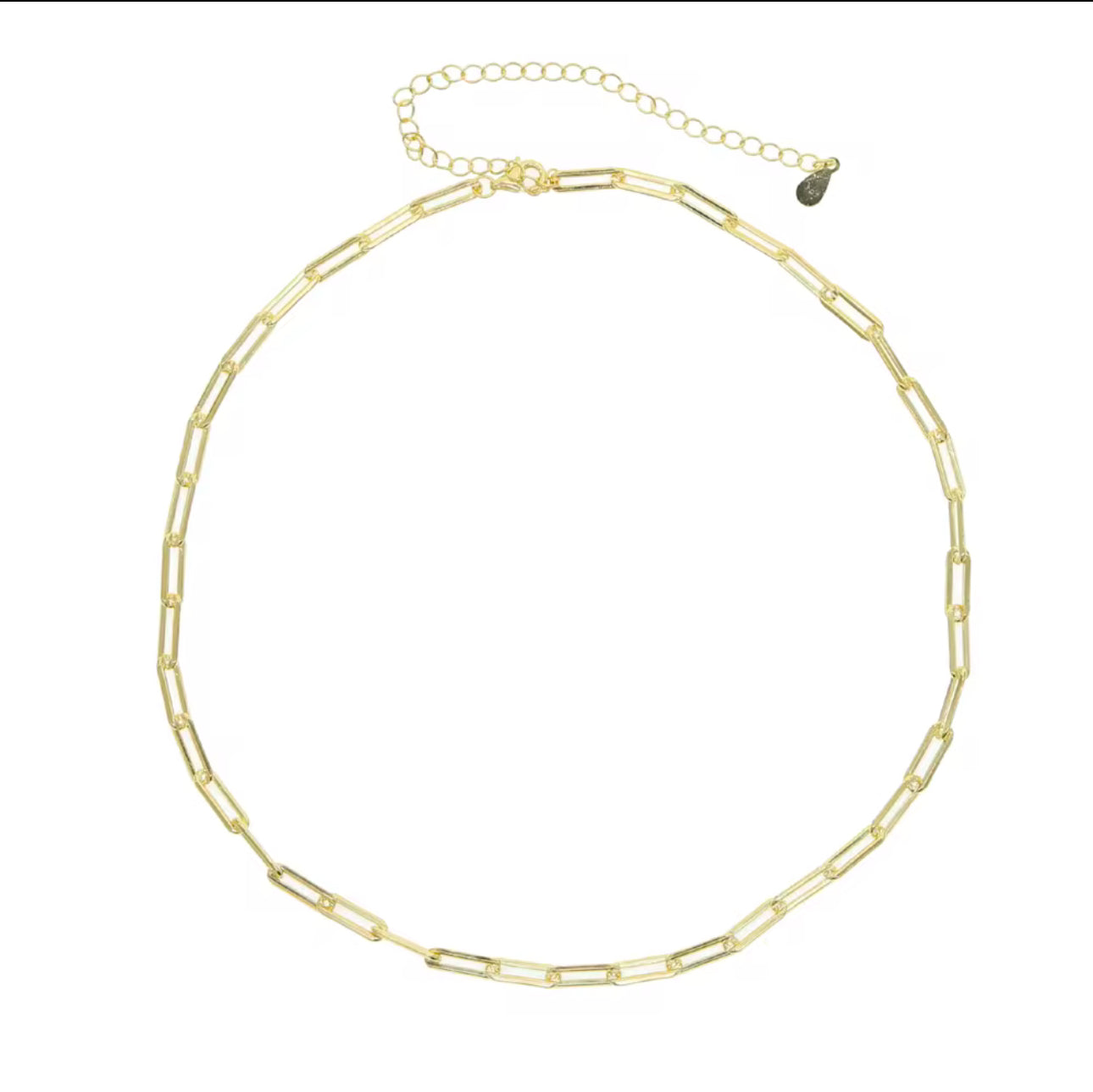Paper Clip Chain Choker Necklace 925 Sterling Silver