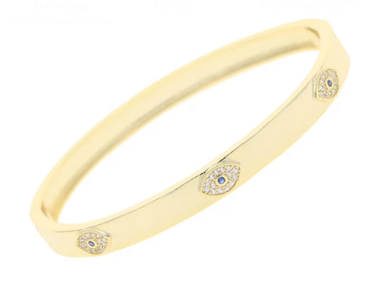 Gold Plated Cubic Zirconia Evil Eyes Bracelet