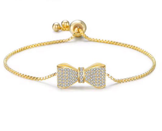 Bowknot Gold Plated Cubic Zirconia Bracelet