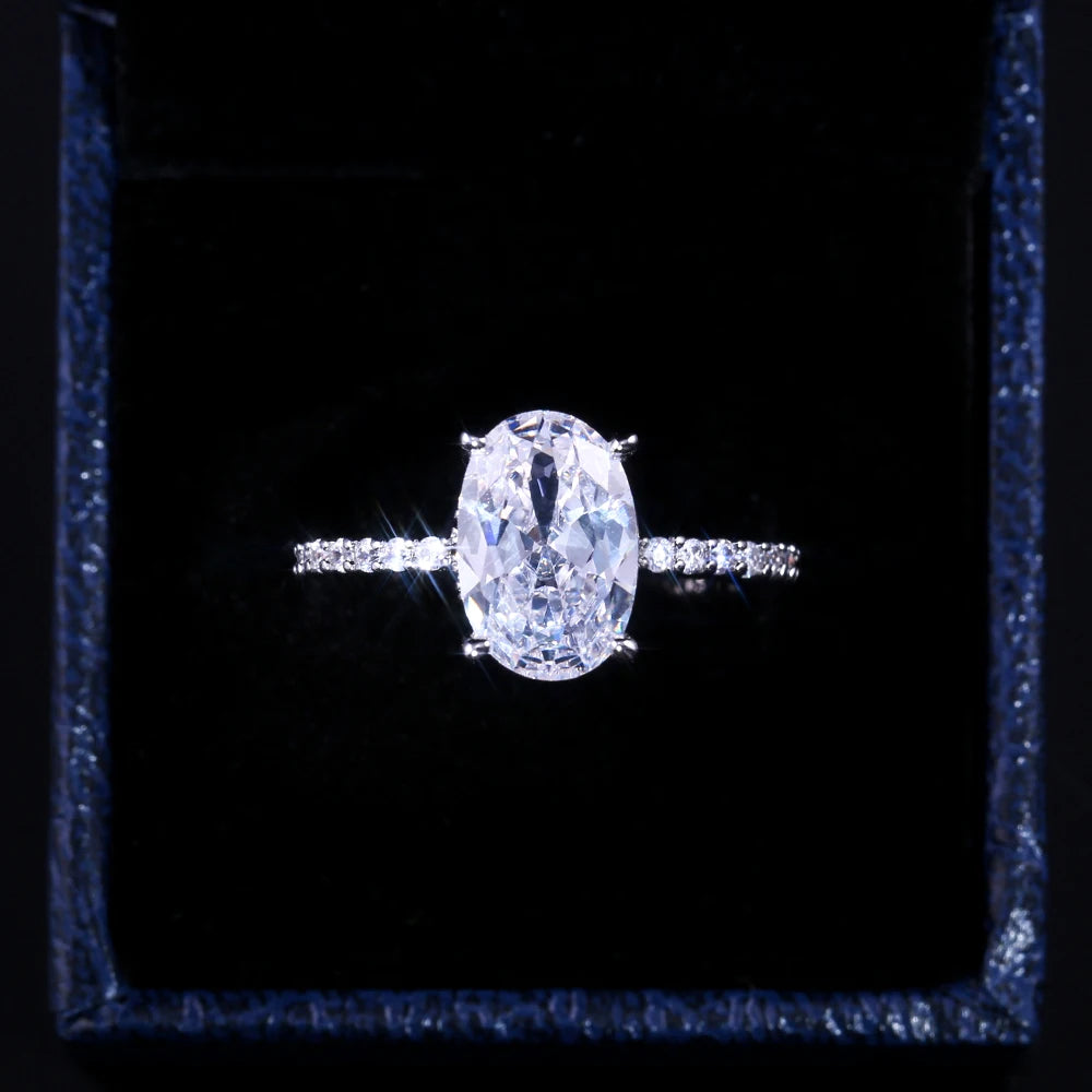 HUITAN Oval CZ Classic Engagement Ring