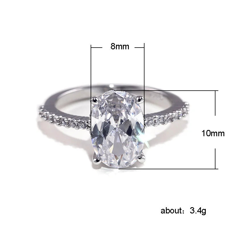 HUITAN Oval CZ Classic Engagement Ring
