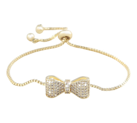 Adjustable Bow Bracelet Gold Played