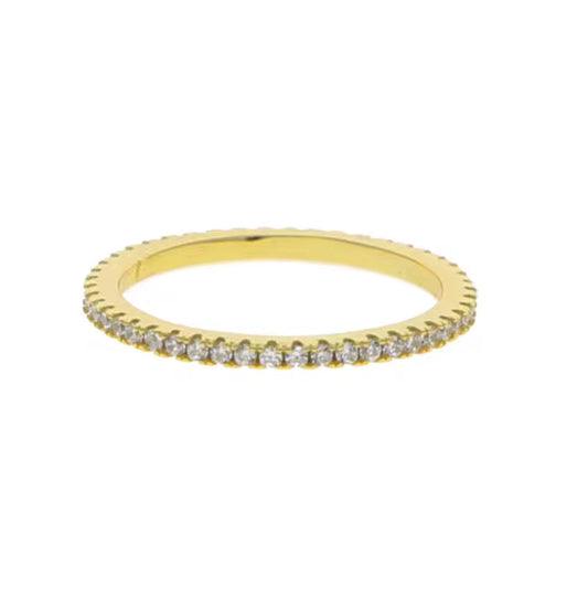 Gold Plated CZ eternity band ring 925 sterling silver