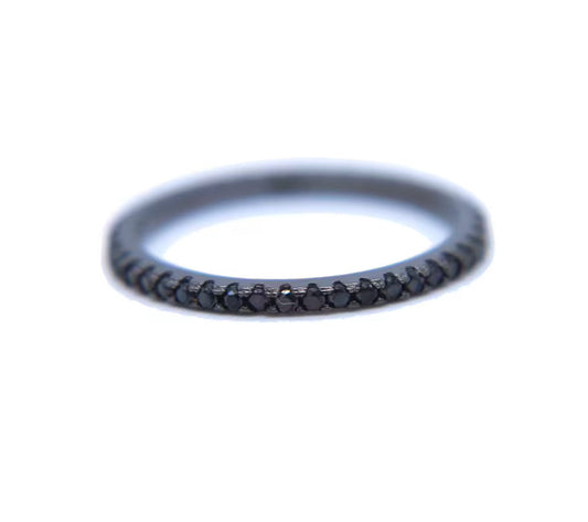 Hematite CZ eternity band ring 925 sterling silver