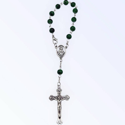 Emerald Grace Glass Mini Rosary Beads