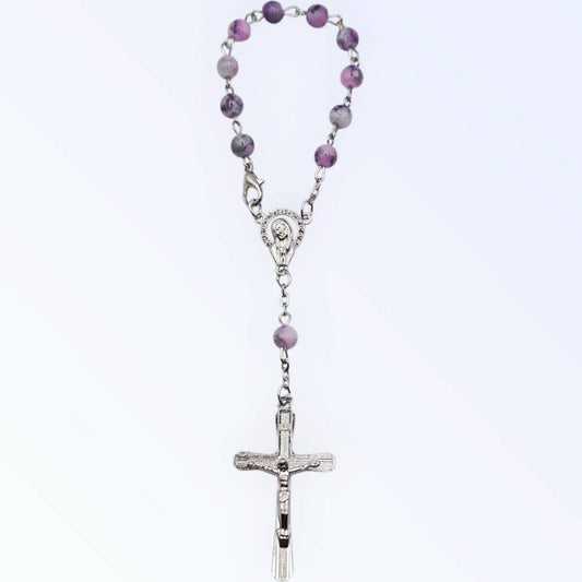 Heavenly Lilac Glass Mini Rosary Beads