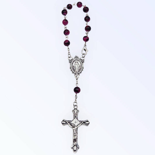 Graceful Garnet Glass Mini Rosary Beads