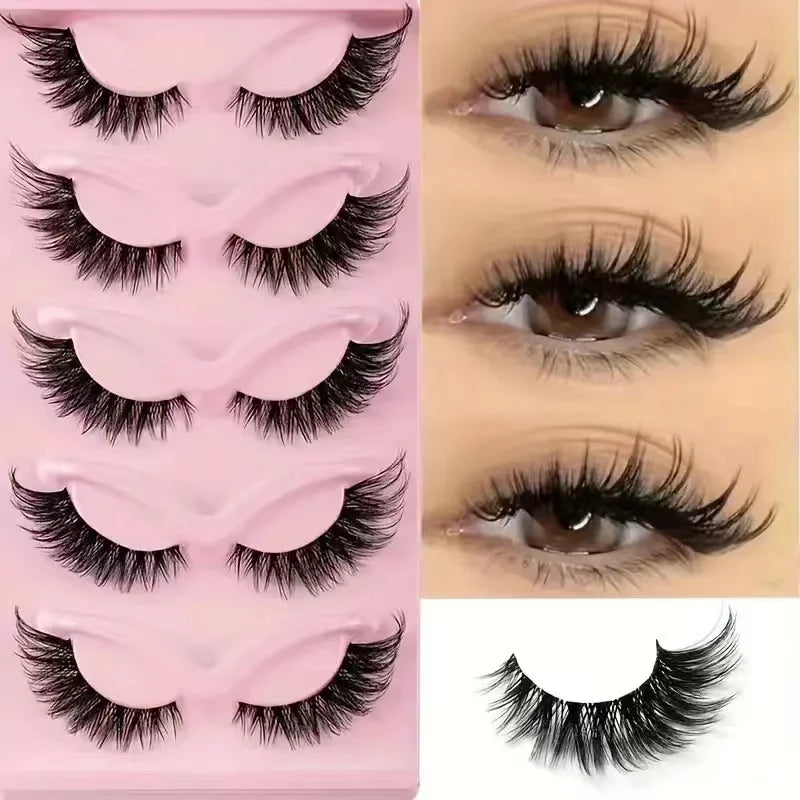 5 Pairs Cat Eye Lashes Faux Eyelashes