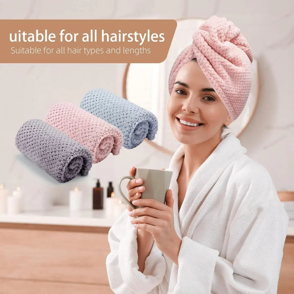 Solid Color Textured Hair Towel Wrap