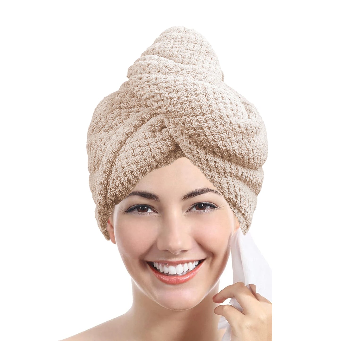Solid Color Textured Hair Towel Wrap