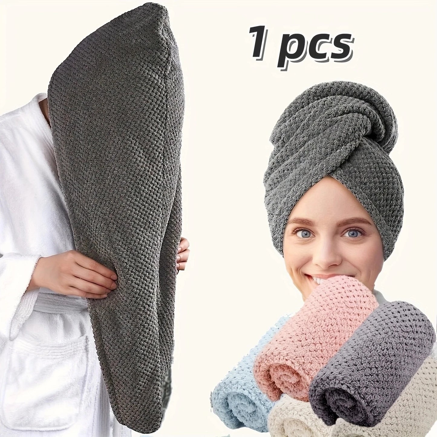 Solid Color Textured Hair Towel Wrap
