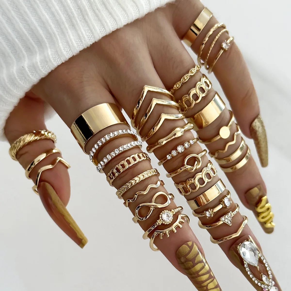 30-Piece Boho Geometric Knuckle Ring Set