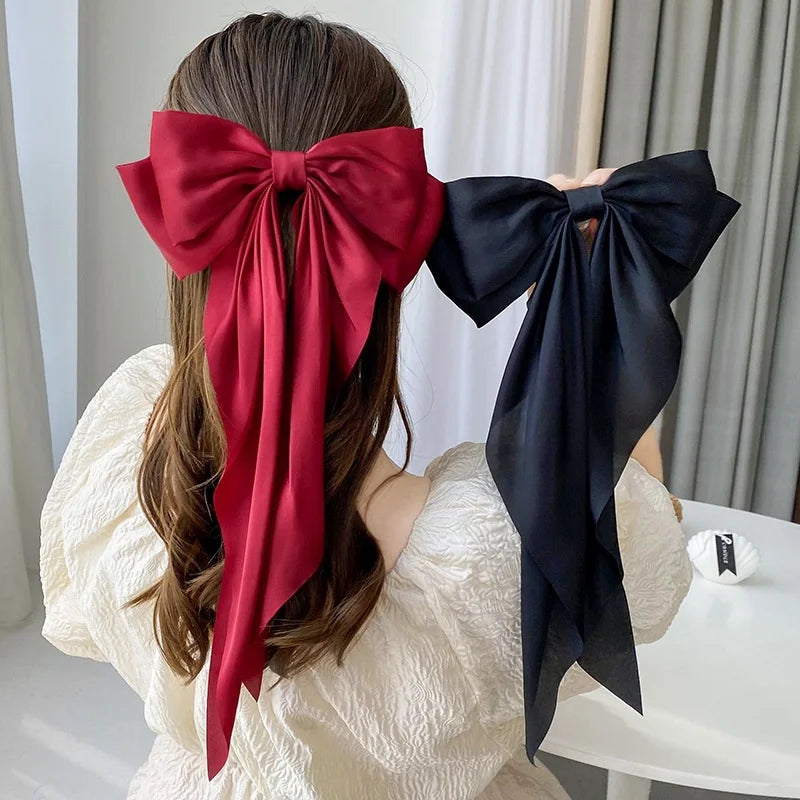 Satin Bow Hair Clip – Large Ribbon Bow Barrette