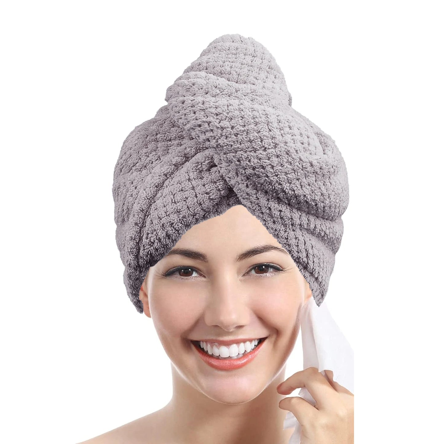 Solid Color Textured Hair Towel Wrap