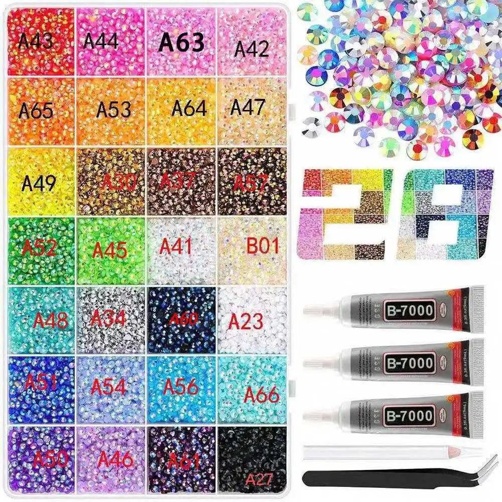 28 grid 3/4/5mm mixed color Jelly/resin drill rhinestone set DIY