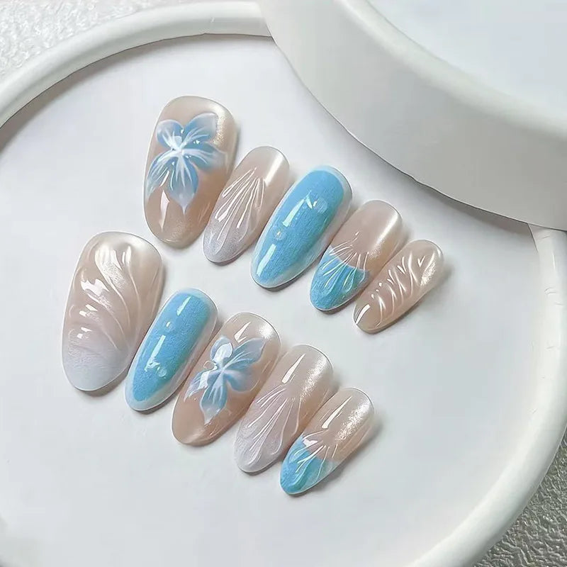 Almond Press on Nails Full Cover