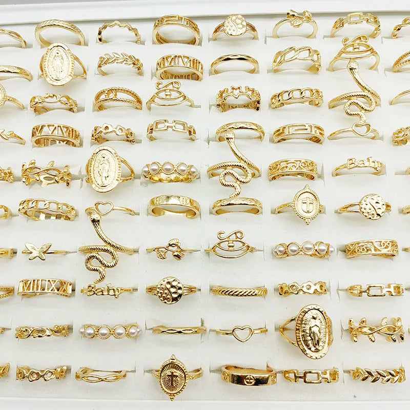 30-Piece Gold Pearl Accent Ring Set